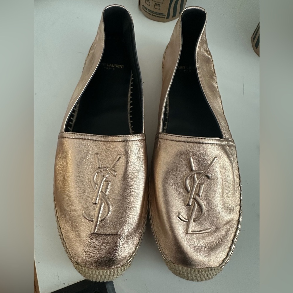Gorgeous rose gold saint Laurent espadrilles
